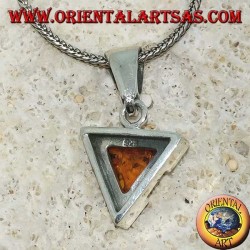 Triangular silver pendant with natural triangular amber...