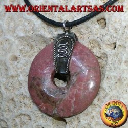 Colgante de rodonita (rosquilla de 30 mm.) Con gancho de plata 925