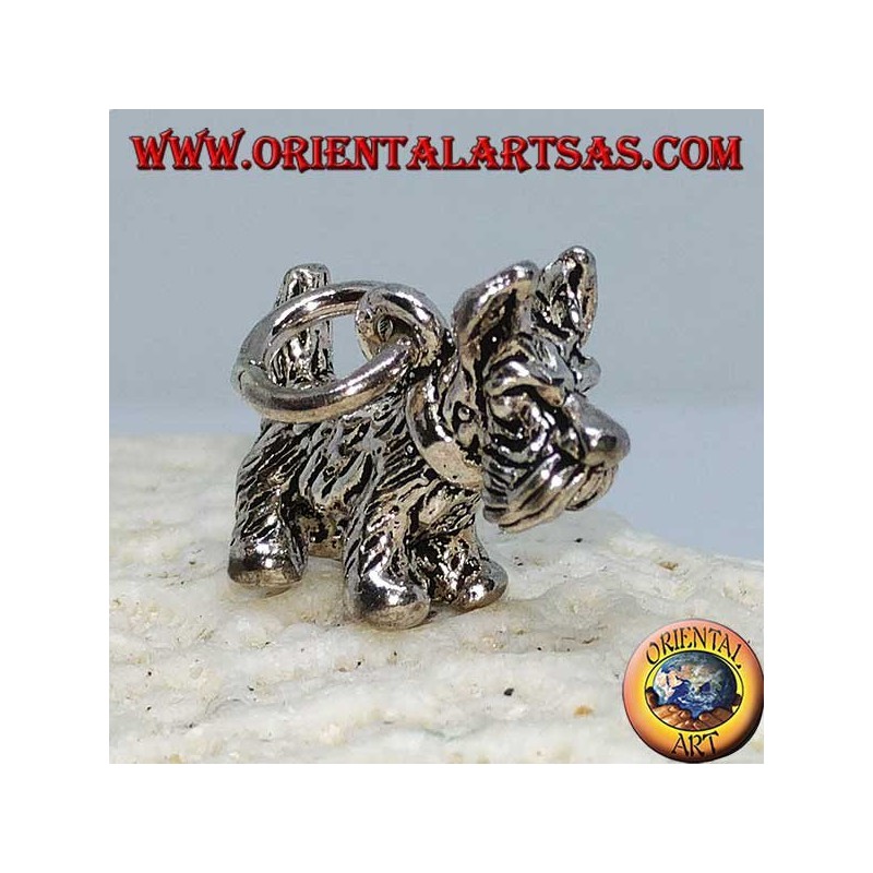 Silver pendant of the Yorkshire Terrier breed dog