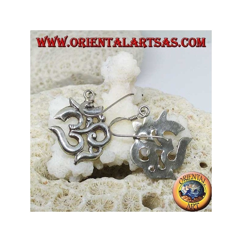 Silver earrings Om (ॐ) sacred syllable handmade in Nepal