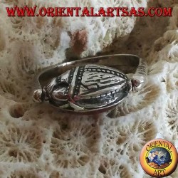 Double use revolving silver ring with oval carnelian or scarab