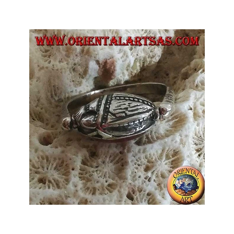 Bague en argent renouvelable à double usage avec cornaline ou scarabée ovale