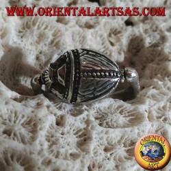 Double use revolving silver ring with oval carnelian or scarab