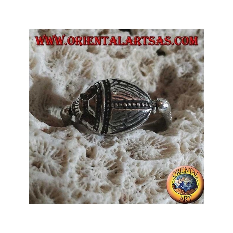 Double use revolving silver ring with oval carnelian or scarab
