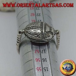 Double use revolving silver ring with oval carnelian or scarab