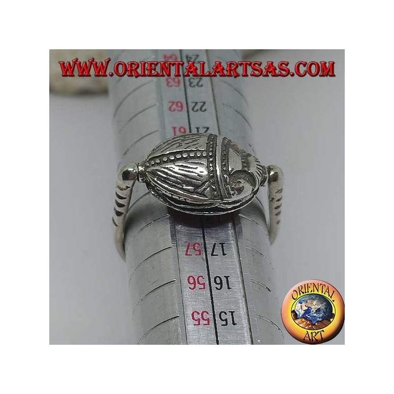 Anillo giratorio de plata de doble uso con cornalina ovalada o escarabajo