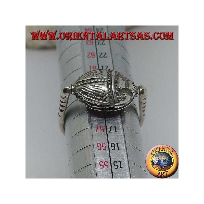 Double use revolving silver ring with oval carnelian or scarab