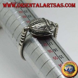 Double use revolving silver ring with oval carnelian or scarab