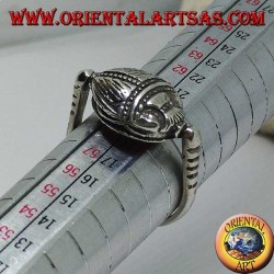Double use revolving silver ring with oval carnelian or scarab