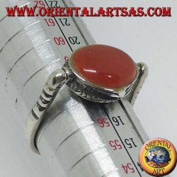Double use revolving silver ring with oval carnelian or scarab