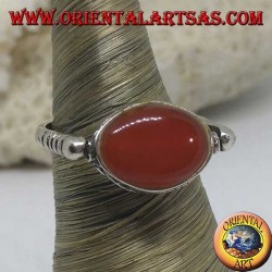 Double use revolving silver ring with oval carnelian or scarab