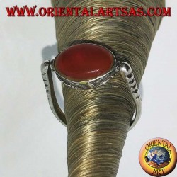 Anillo giratorio de plata de doble uso con cornalina o escarabajo ovalado