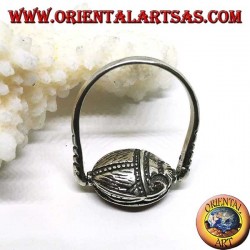 Double use revolving silver ring with oval carnelian or scarab