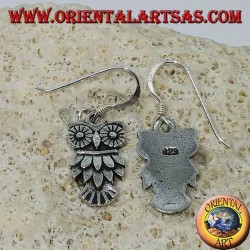 Silver Owl-shaped dangling earrings symbol of wisdom