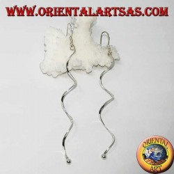 Pendientes de plata, colgantes largos con espiral helicoidal.