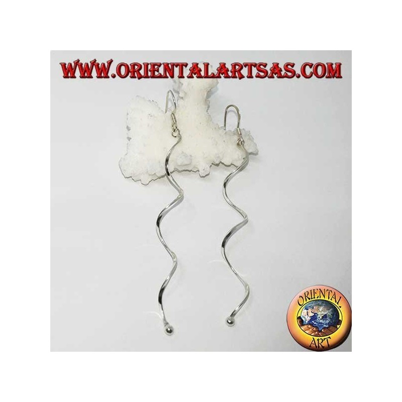 Pendientes de plata, colgantes largos con espiral helicoidal.
