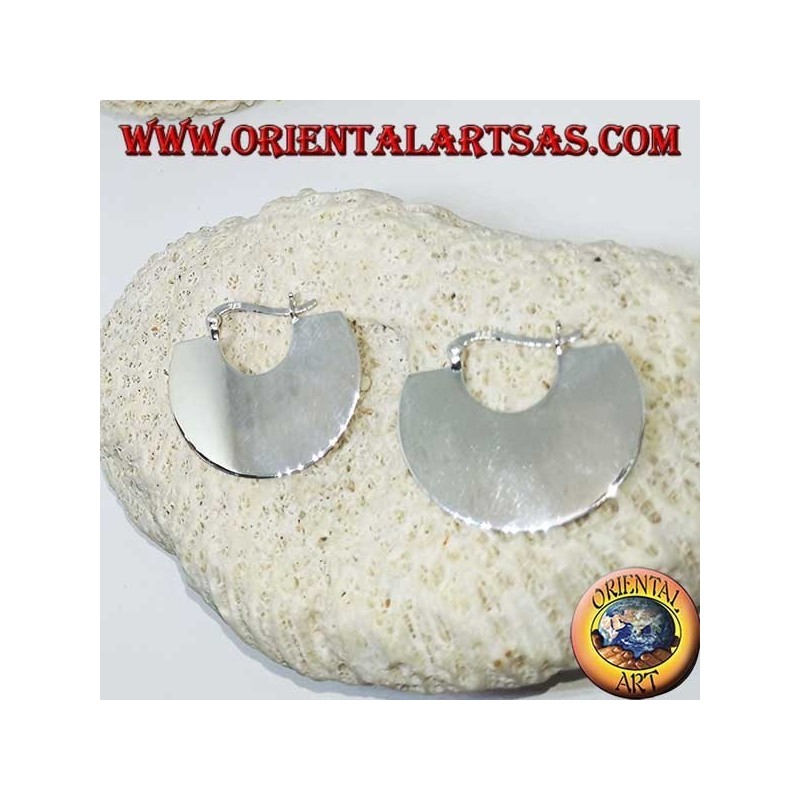 Boucles d'oreilles demi-lune plates en argent, (tribal)
