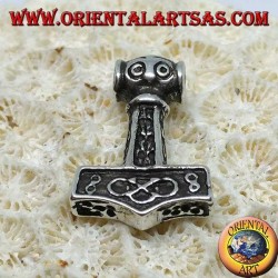 Silberanhänger Hammer von graviertem Thor, Mjolnir Wikinger