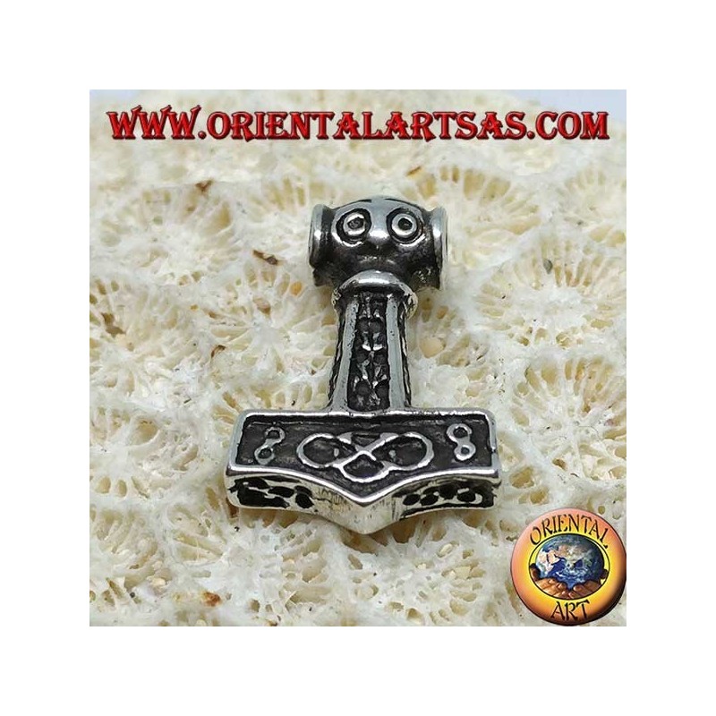 Colgante de plata Martillo de Thor grabado, Vikingos Mjolnir
