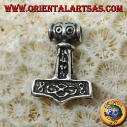 Silberanhänger Hammer von graviertem Thor, Mjolnir Wikinger