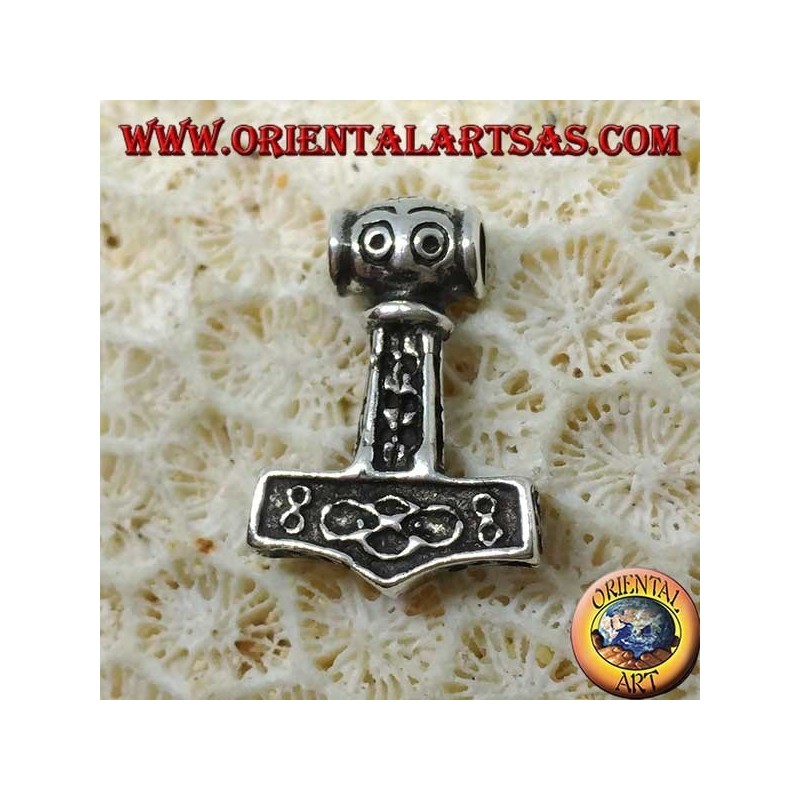 Colgante de plata Martillo de Thor grabado, Vikingos Mjolnir