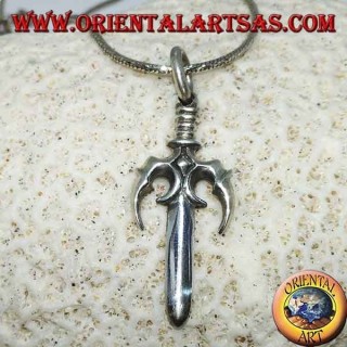 Ciondolo  in argento  tridente Giapponese  Sai (釵)