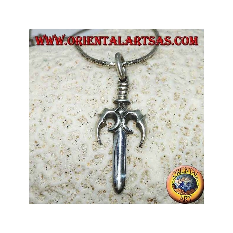 Silver pendant, Japanese trident (SAI) (釵)