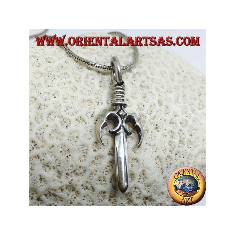 Silver pendant, Japanese trident (SAI) (釵)