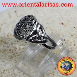 Fleur de vie anneau avec le Celtic noeud argent