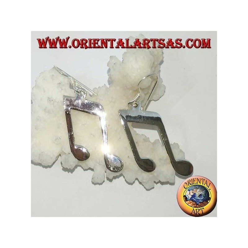 Orecchini in argento pendenti, doppia croma (musica)