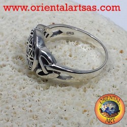 Blume des Lebens Ring mit keltischen Knoten Silber