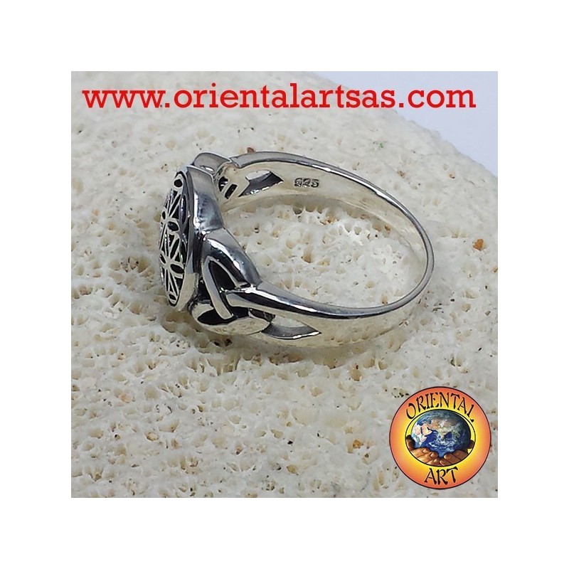 Flor de la Vida Anillo de plata con nudo celta
