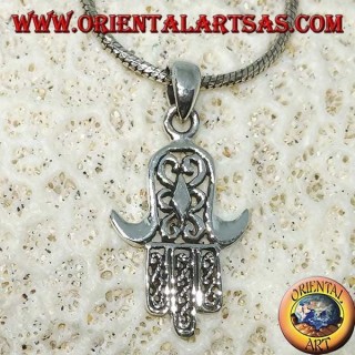 Anhänger aus Silber 925 Mir Hand von Miriam von Fatima Hamsa geschnitzt (mittel)