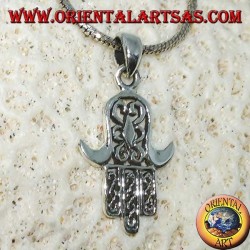 Pendant in silver 925 Mir hand of Miriam of Fatima Hamsa carved (medium)