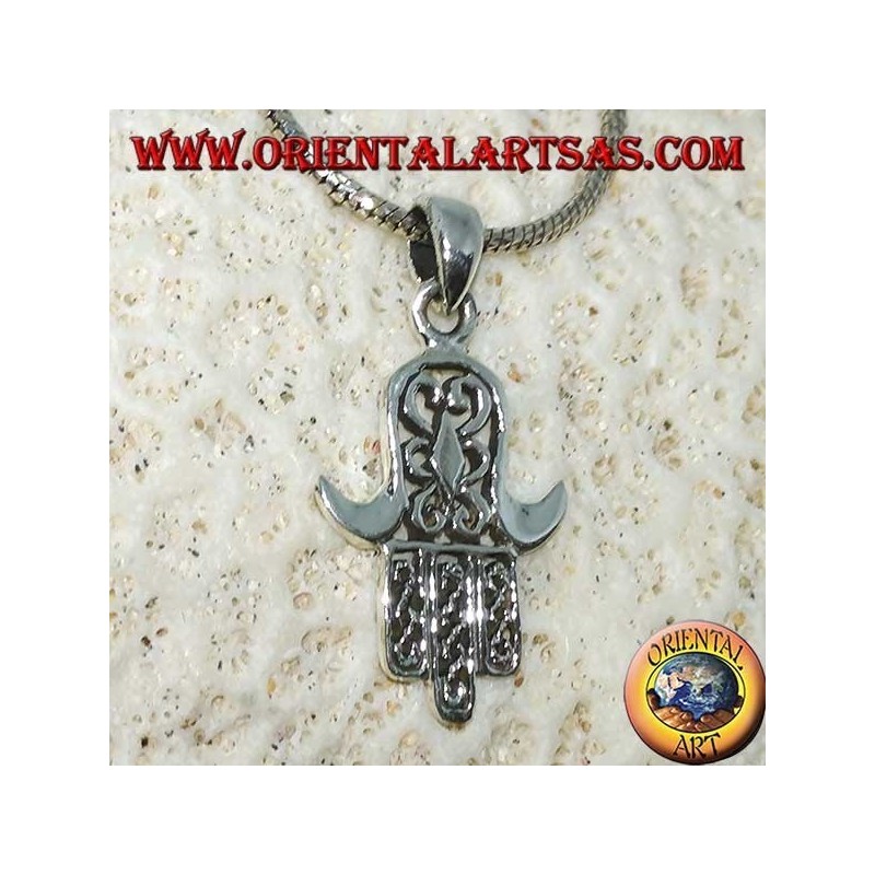 Anhänger aus Silber 925 Mir Hand von Miriam von Fatima Hamsa geschnitzt (mittel)