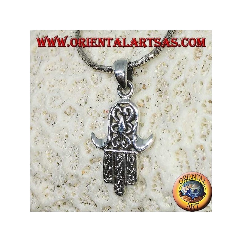 Colgante en plata 925 Mir mano de Miriam de Fátima Hamsa tallada (mediana)