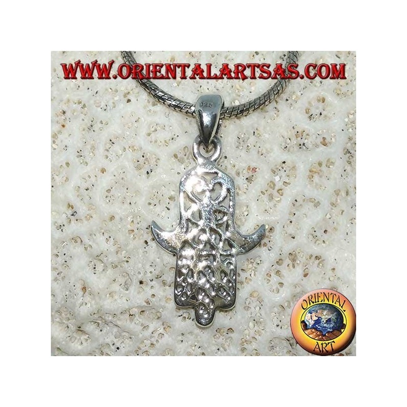 Pendentif en argent 925 Mir main de Miriam de Fatima Hamsa sculptée (moyenne)