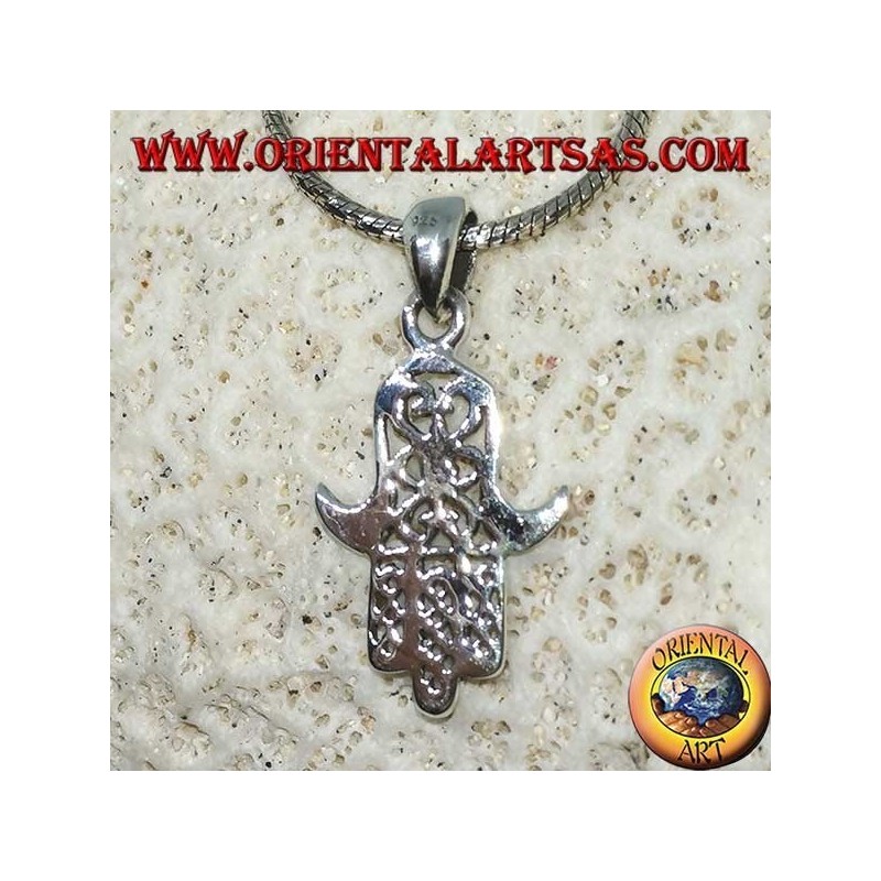 Pendentif en argent 925 Mir main de Miriam de Fatima Hamsa sculptée (moyenne)