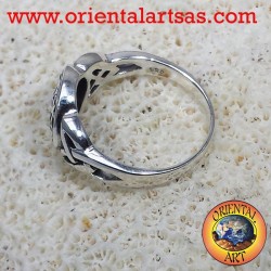 Fleur de vie anneau avec le Celtic noeud argent