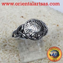 Blume des Lebens Ring mit keltischen Knoten Silber