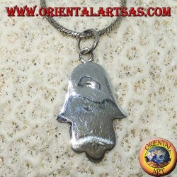 Colgante de plata de la mano de Fátima Hamsa, con bajorrelieve allahu akbar