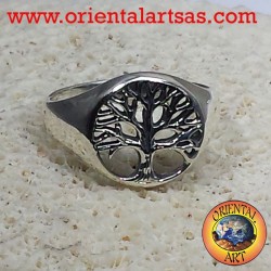 Anello albero della vita piatto in argento
