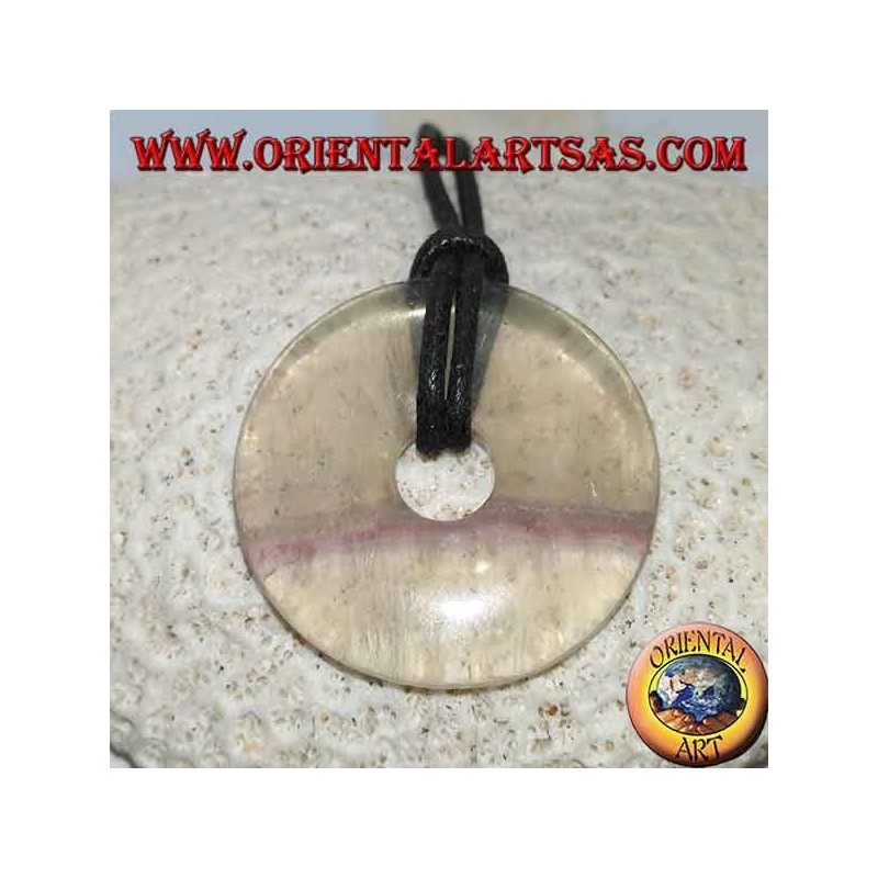 Colgante de fluorita en forma de rosquilla de 30 mm. de diámetro Ø cable completo