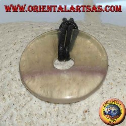Fluorit Anhänger in Form eines Donuts 30 mm. im Durchmesser Ø komplette Schnur