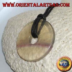 Fluorite pendant in the shape of a donut 30 mm. in diameter Ø complete cord