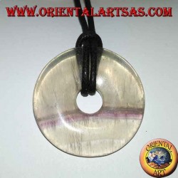 Fluorite pendant in the shape of a donut 30 mm. in diameter Ø complete cord