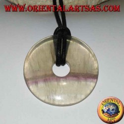 Fluorite pendant in the shape of a donut 30 mm. in diameter Ø complete cord