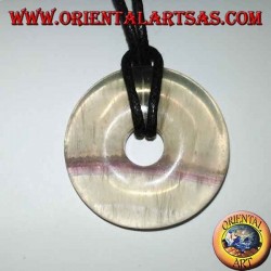 Pendentif en fluorite en forme de beignet 30 mm. en diamètre Ø cordon complet
