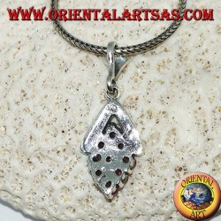 Silver pendant with 9 natural round rubies set with rhombus and marcasite