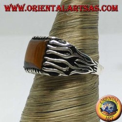 anillo de los hombres con el ojo de Kazajstán o Tiger cornalina o ágata verde